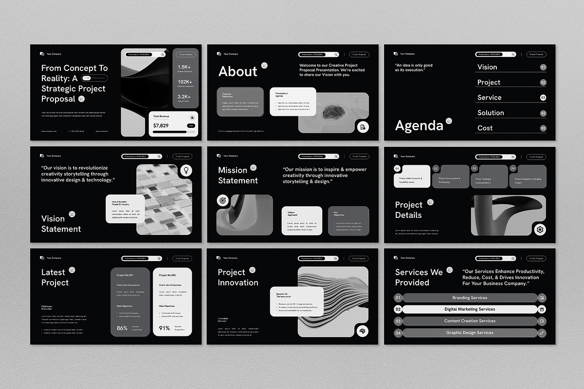 Black Modern Business Plan PPT, a Presentation Template by graphicook
