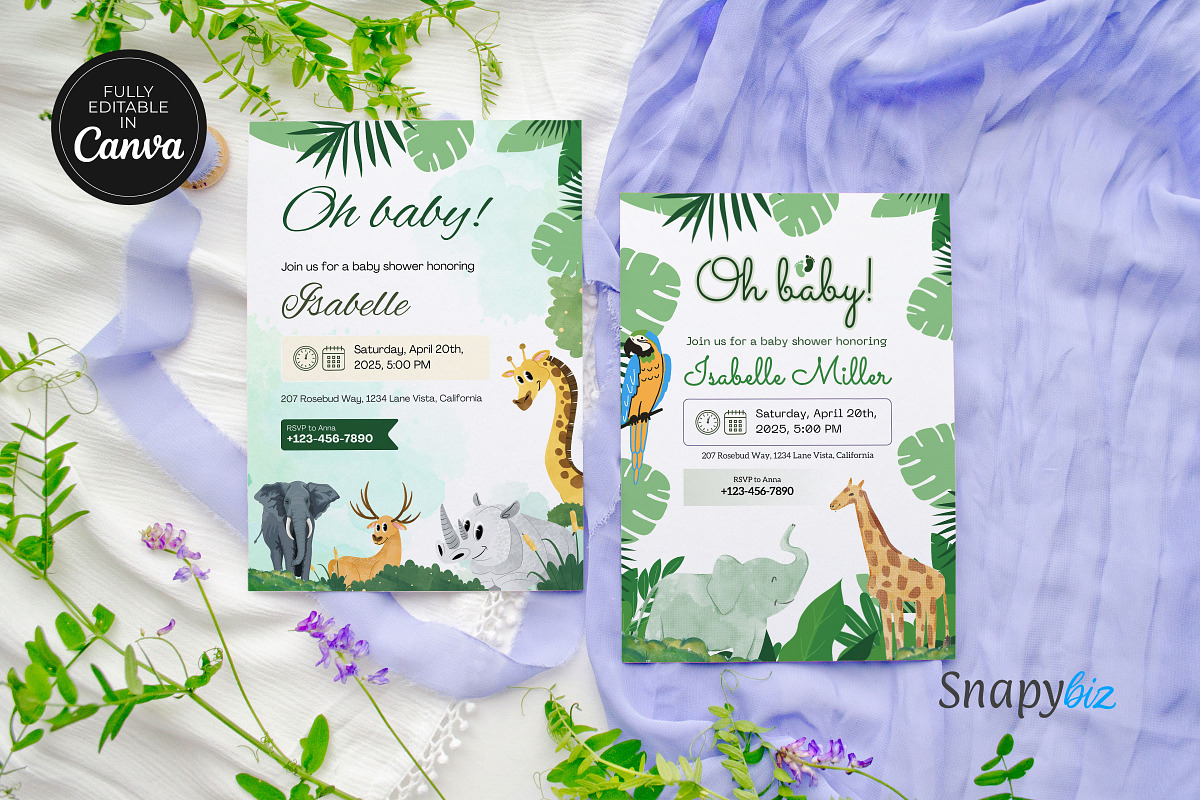 Safari Baby Shower Invitation Temp, an Invitation Template by Snapybiz (Photo 1 of 9)