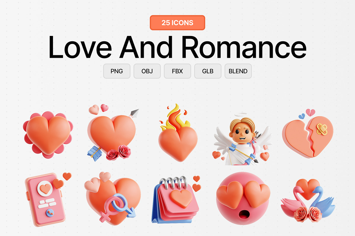 Love & romance 3D Icon Set, an Object 3D Model by Eklip Studio (Photo 3 of 3)