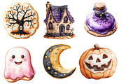 Watercolor Halloween Cookies Clipart, an Illustration by Designworld (Thumbnail 4 of 6)