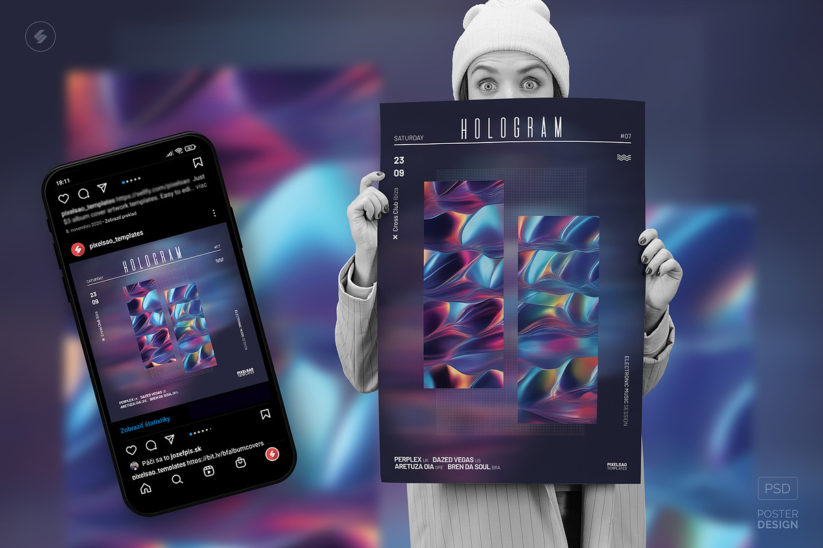 Hologram Party Flyers, Posters Pack, a Poster Template by pixelsao (Photo 22 of 23)