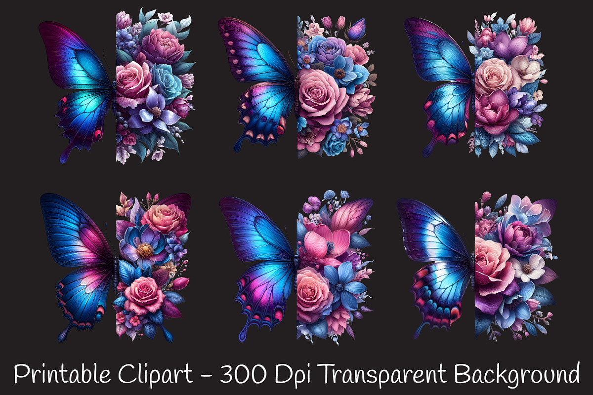 Butterfly Flowers Sublimation PNG, an Illustration by RobertsArt (Photo 3 of 7)