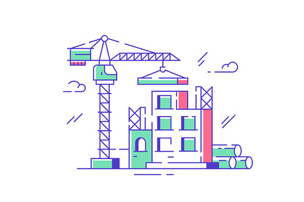 Construction site and crane