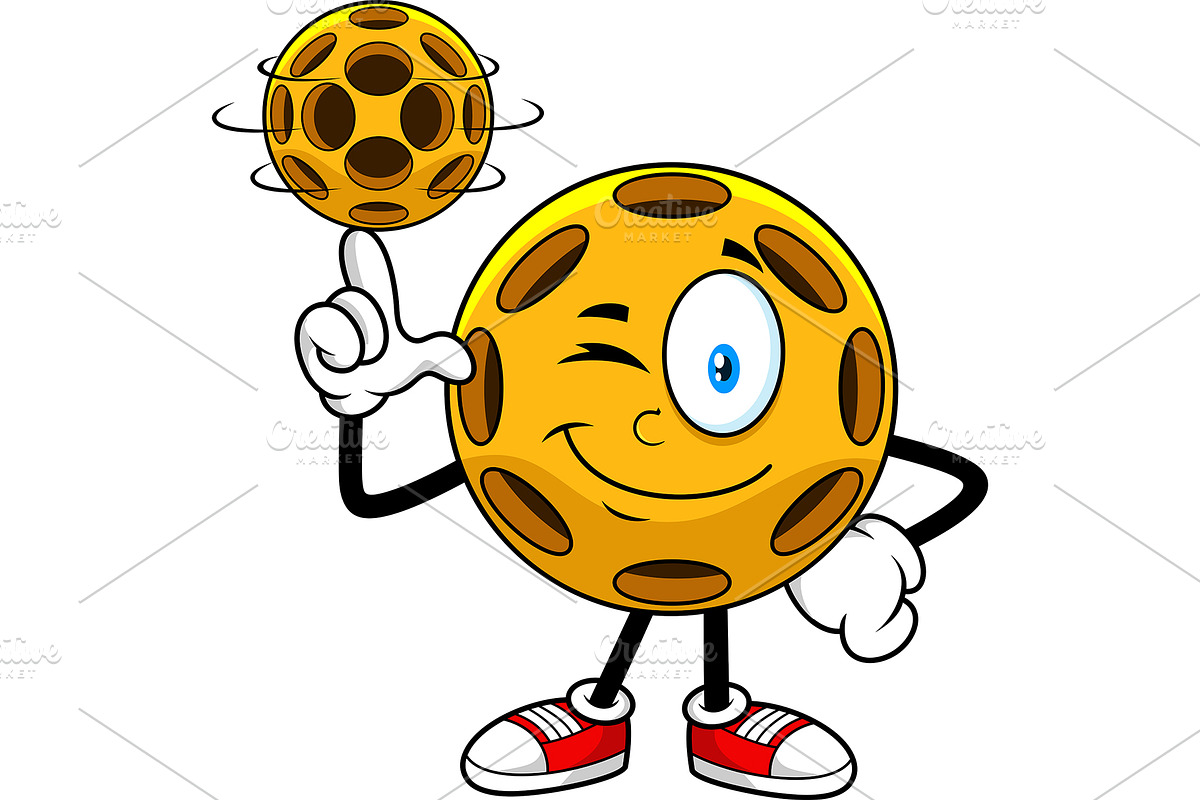 Winking Pickleball Character, an Illustration by HitToon