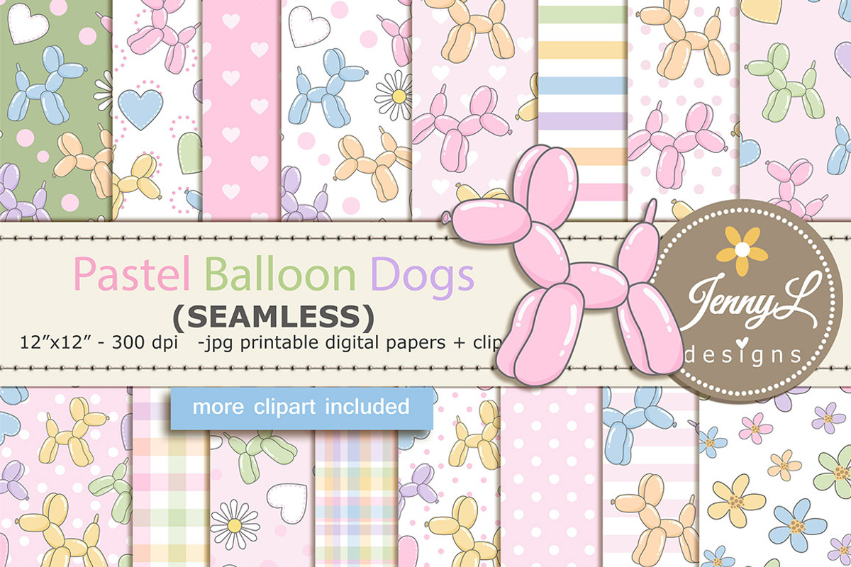 Balloon Dog SEAMLESS Digital Papers, a Graphic by JennyL Designs (Photo 1 of 6)