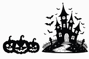 Haunted Halloween Silhouette bundle, an Illustration by hafijul (Thumbnail 5 of 9)