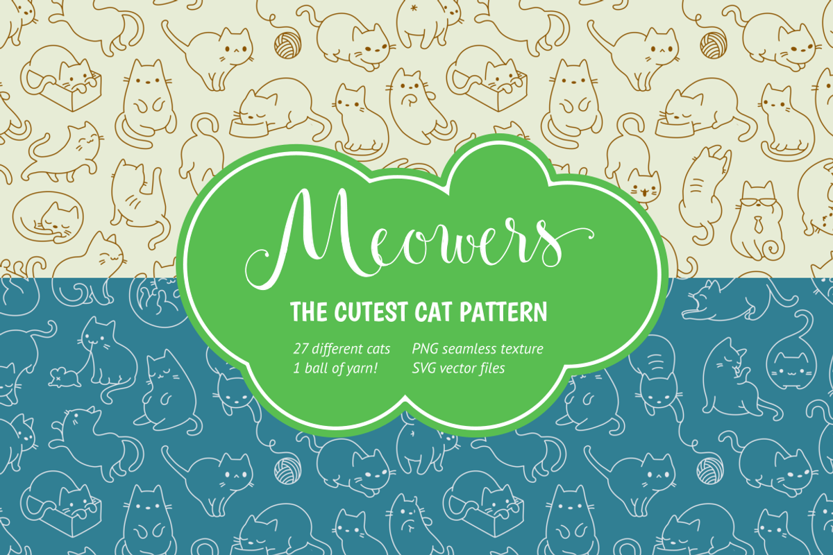 Meowers, a Pattern Graphic by Iconka (Photo 1 of 3)