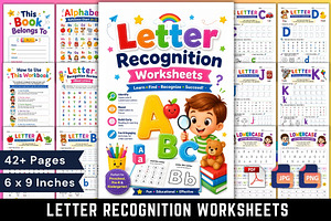 Letter Recognition Worksheets, a Stationery Template by Designmela01