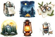 Camping Adventure Clipart, an Illustration by Watercolor design (Thumbnail 2 of 4)
