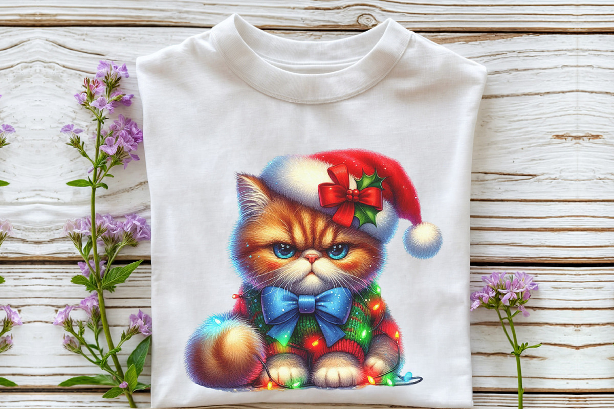 Watercolor Grumpy Christmas Cats Cl, a Seasonal Illustration by Rose Art (Photo 4 of 7)