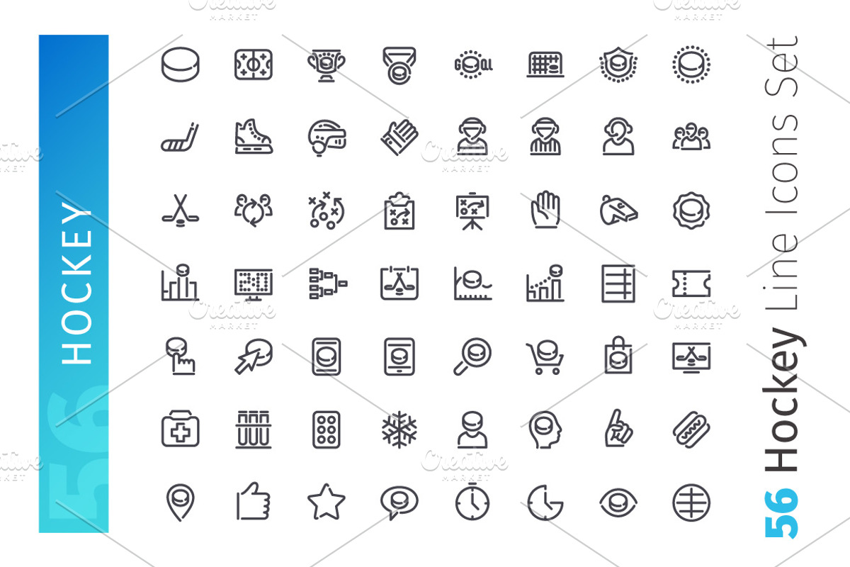 Hockey Line Icons Set, an Outline Icon by Voysla's Shop (Photo 2 of 4)