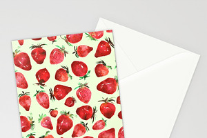 Strawberries Watercolor Pattern