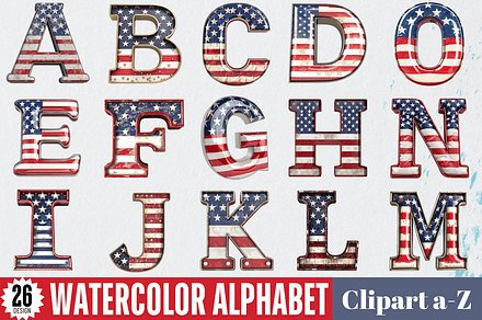 Watercolor Alphabet Clipart a-Z