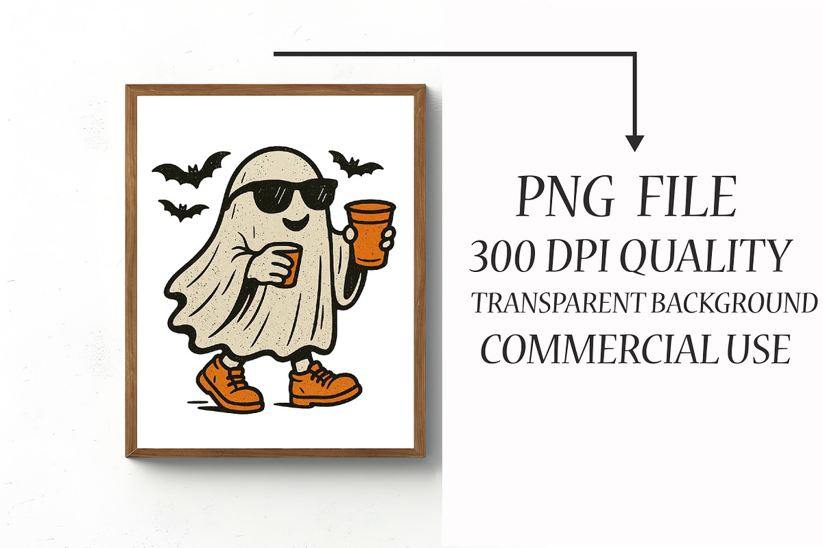 Cute Halloween Coffee Ghost Png, an Illustration by Libby Wishes (Photo 3 of 5)