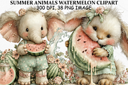 Summer Animals Watermelon Clipart, a Seasonal Illustration by Canvas Craft (Thumbnail 1 of 7)
