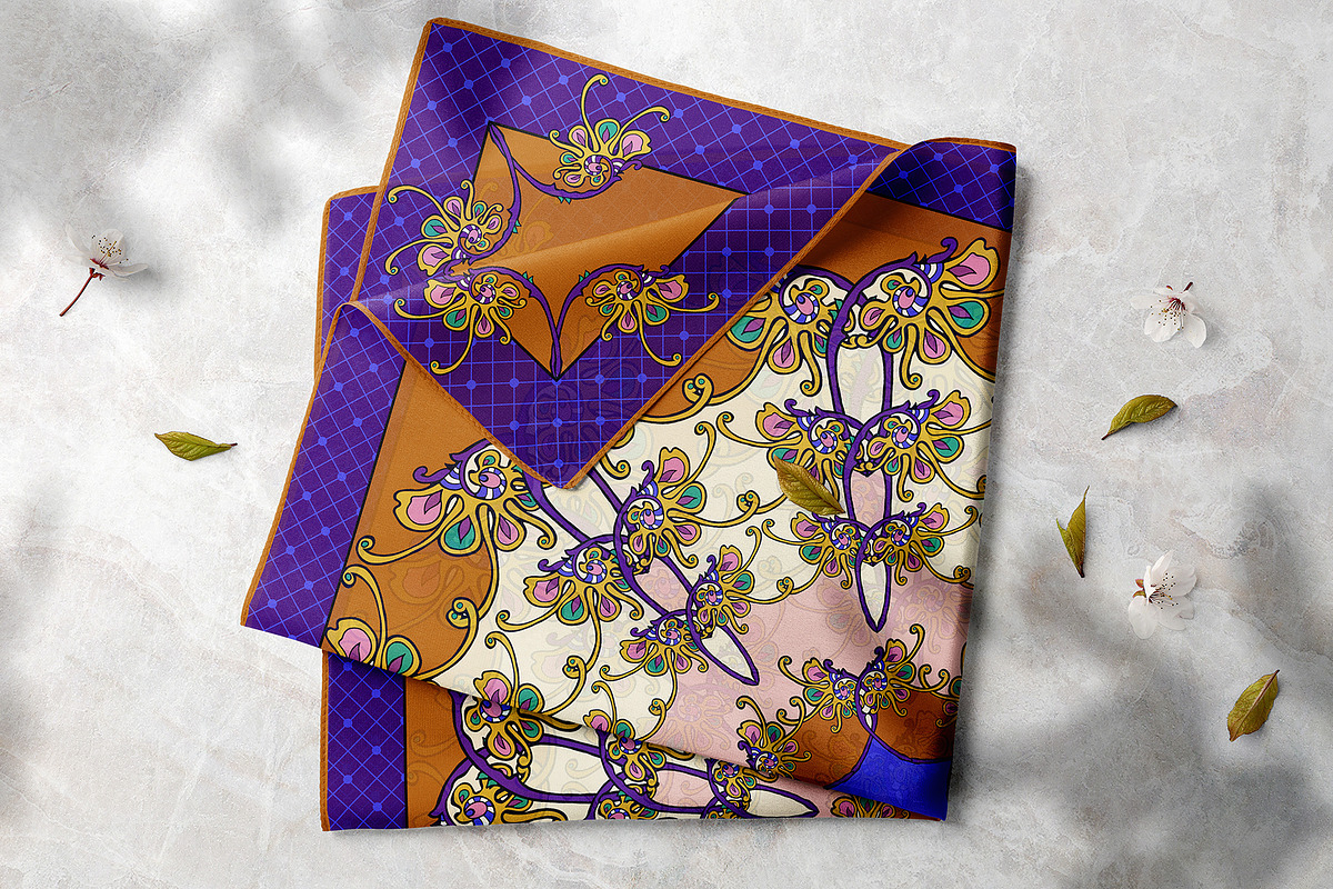 Persian Blossom Medallion Scarf, an Object Graphic by ilustrinna (Photo 6 of 6)