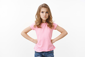 Little angry girl sulk disappointed