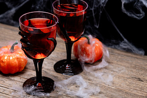 Halloween spooky red cocktail in skeleton hand glass, a Food & Drink Photo by etorres69