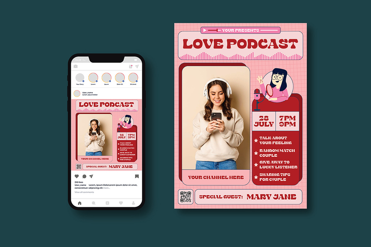 Love Podcast Flyer, a Flyer Template by iDoodle Studio