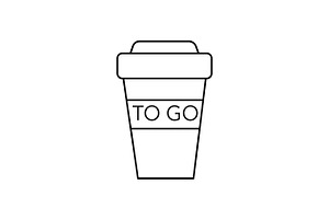 Coffee To Go Cup Vector Line Icon, Sign, Illustration On Background, Editable Strokes