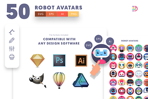 50 Robot Avatar Icons