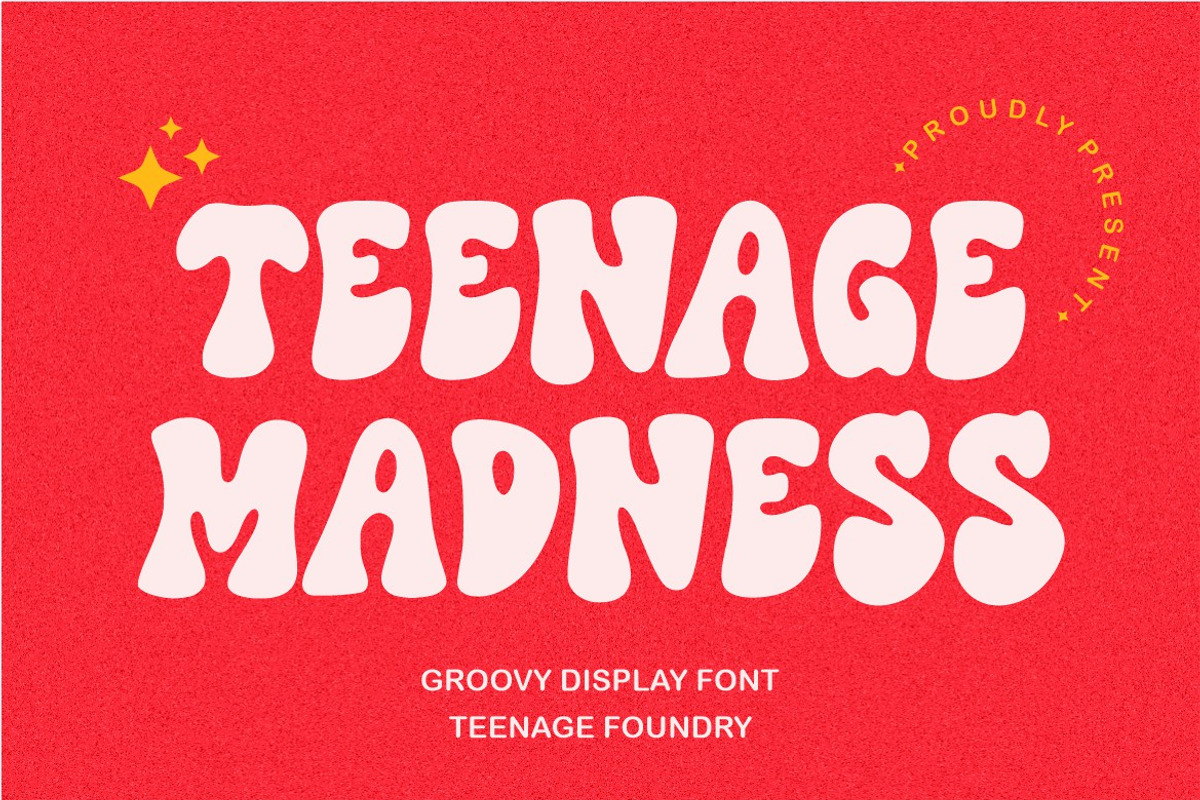 Teenage Madness - Groovy Display, a Handwritten Font by TeenageFoundry (Photo 1 of 6)
