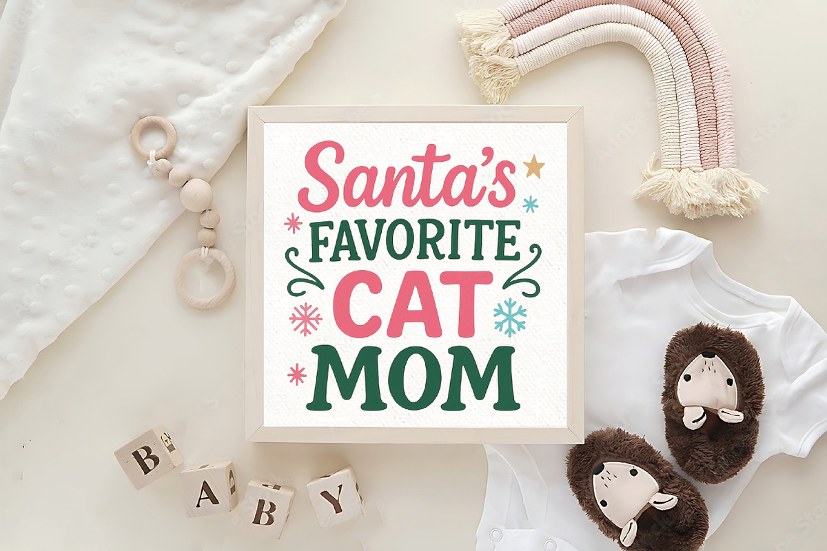 Christmas Cat Mom Santa's Favorite, an Illustration by CraftArtStudio (Photo 4 of 4)