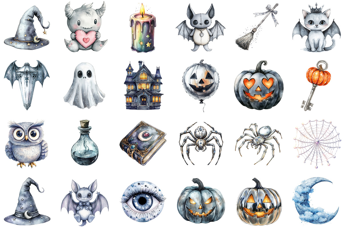 Silver Halloween Clipart, an Illustration by Sublimation Artist (Photo 2 of 6)