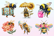 Watercolor Summer Bee Clipart, a Graphic by CitraGraphics (Thumbnail 3 of 4)