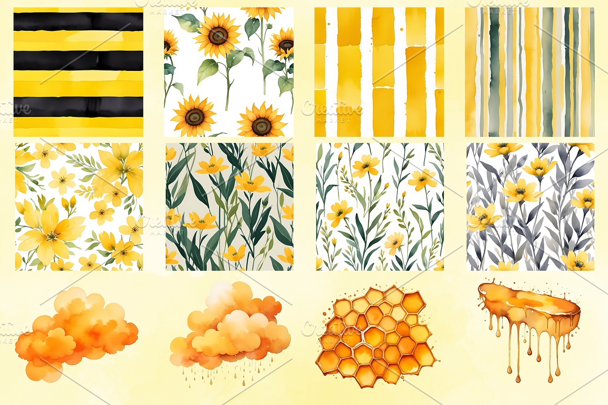 Watercolour Honey Bee Clipart, a Decorative Illustration by Coralcreations (Photo 6 of 6)
