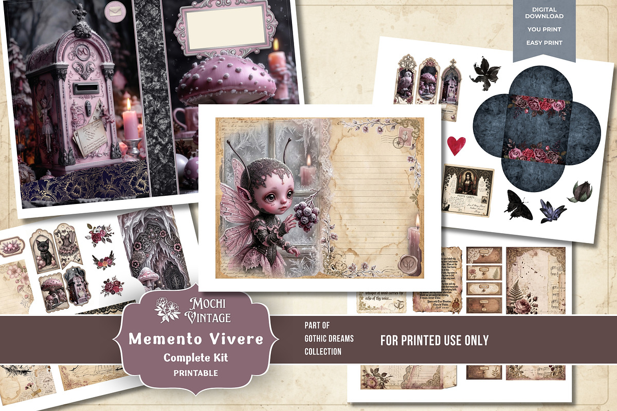 Printable Gothic Junk Journal Kit, a Decorative Illustration by Print Haven Mochi Vintage (Photo 1 of 5)