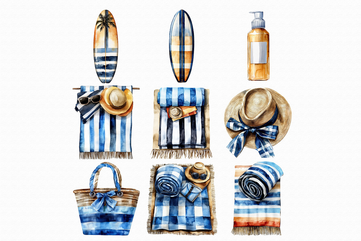 Watercolor Beach Clipart, an Illustration by Libby Wishes (Photo 3 of 9)