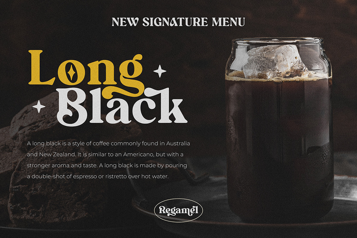 Regamel - Bold Serif Font, a Serif Font by Mbonster Design Studio (Photo 4 of 12)