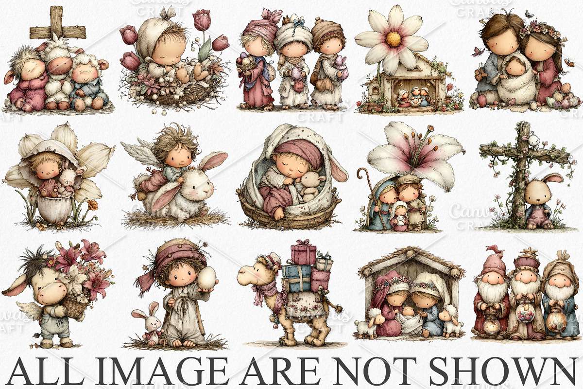 Whimsical Easter Nativity Scene PNG, an Illustration by Canvas Craft (Photo 3 of 7)