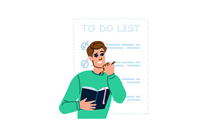 Young man checking his to do list, a Person Illustration by pikepicture