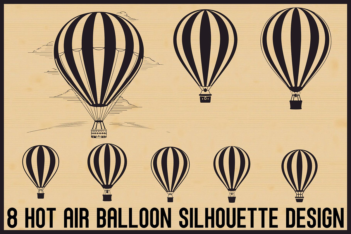 Hot Air Balloon Silhouette Bundle, an Illustration by Designs_River (Photo 1 of 9)
