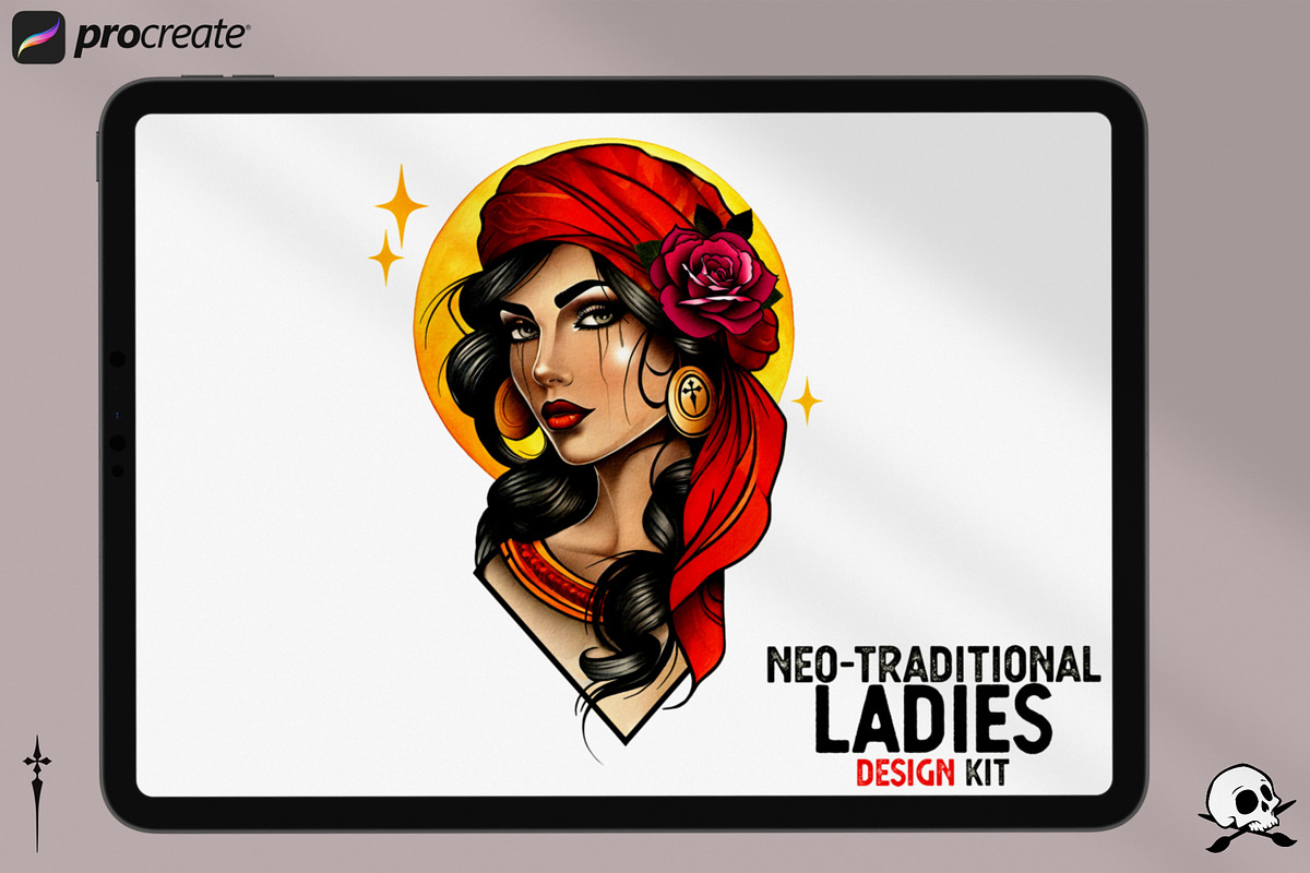 Procreate / Neo-traditional Ladies, a Brush Add-On by Studio.Valhalla (Photo 11 of 11)