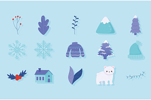 icons winter clothes, an Object Illustration by studiogstock