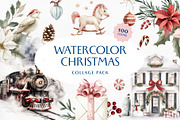 Watercolor Christmas Collage Pack, an Object Graphic by Design Alchemy Studio (Thumbnail 1 of 11)