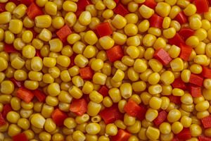Close-up of sweet corn kernels and r, a Food & Drink Photo by professorinc