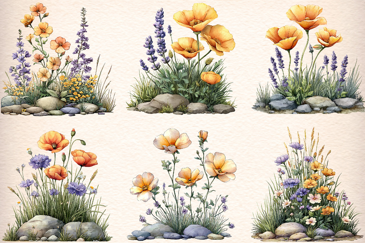 Wildflowers Watercolor Botanical Flo, an Illustration by Digital Artistic99 (Photo 3 of 11)