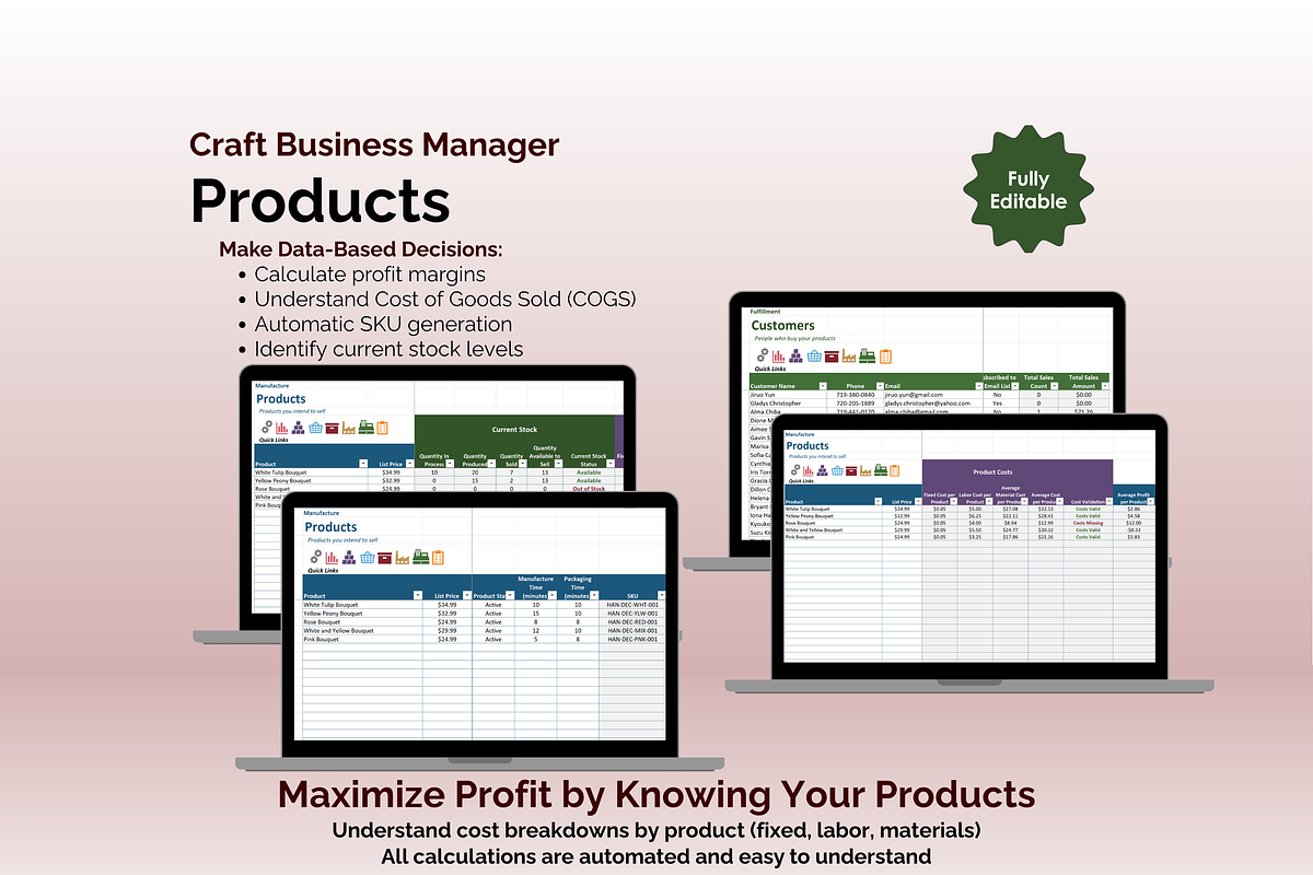 Craft Business Manager - Excel, an App Template by Ardent Workshop (Photo 5 of 9)