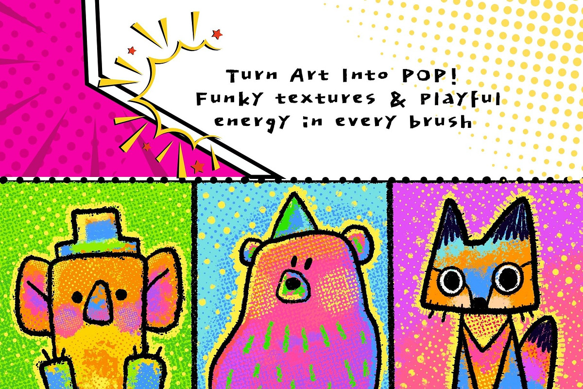 Funky Pop Grunge Procreate Brushes, a Brush Add-On by ProcreateiBox (Photo 6 of 8)