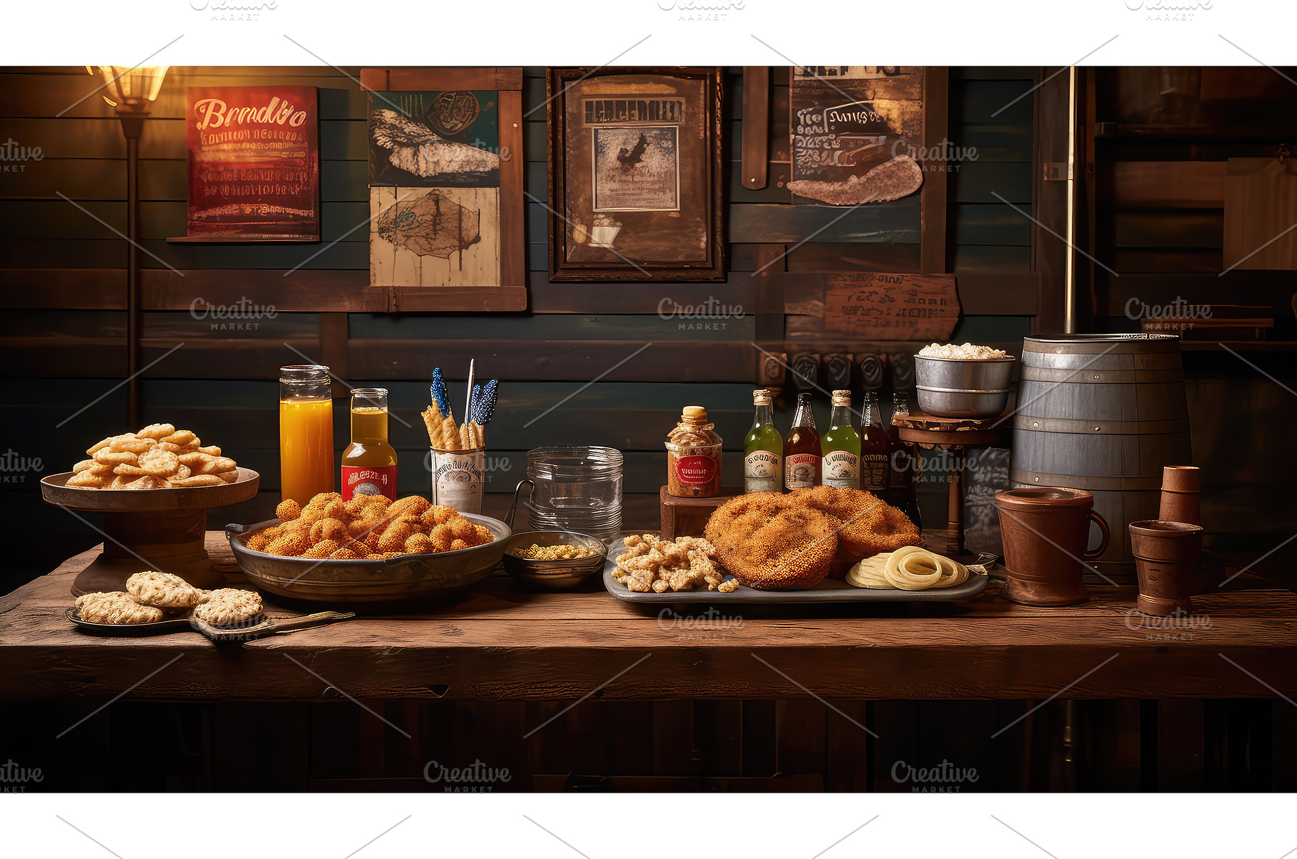 pub bar food background ai generated, a Food & Drink Photo by pikepicture