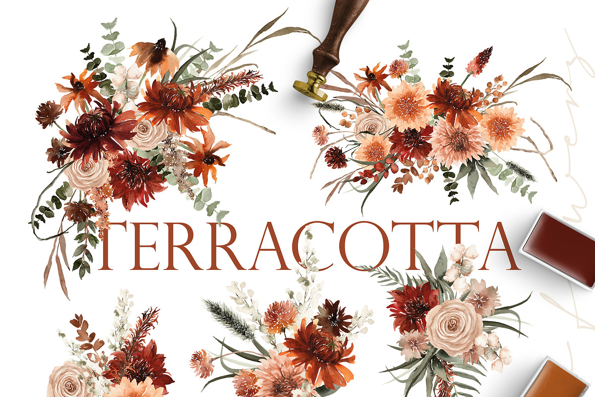 Watercolor Flower -Terracotta Floral, an Illustration by Beigetime (Photo 6 of 13)