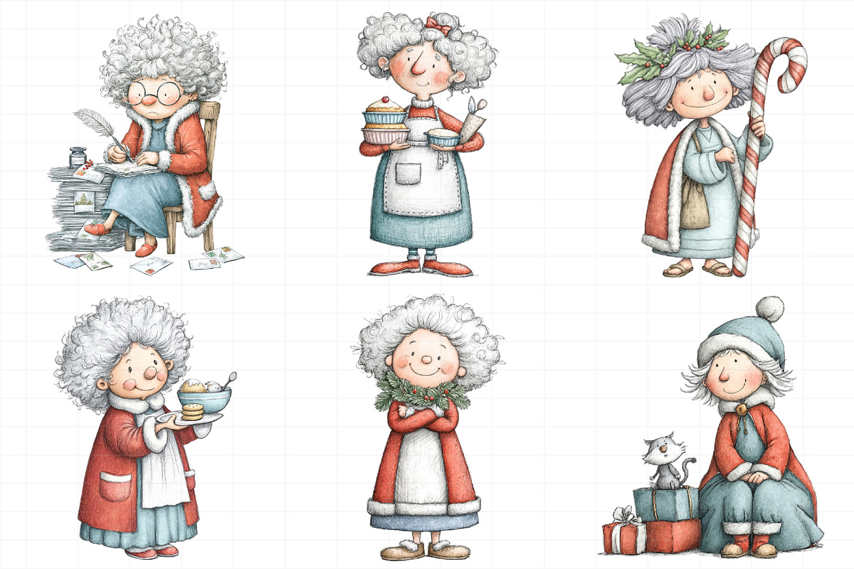 Mrs Claus Clipart Bundle, an Illustration by Daily.Designs (Photo 3 of 5)