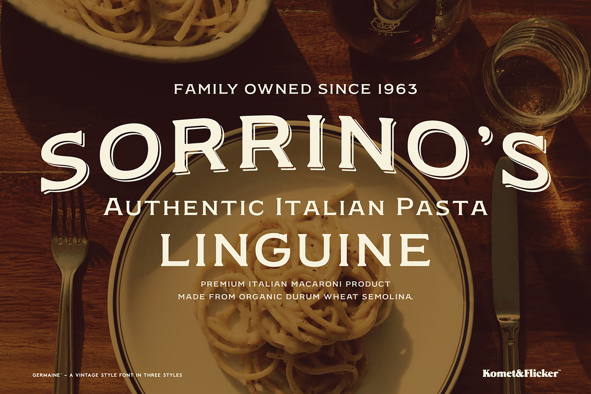 Germaine - A Vintage Style Font, a Serif Font by Komet & Flicker (Photo 8 of 15)