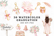Watercolor Graduation Clipart Bundle, an Illustration by Elegant_Studio44 (Thumbnail 1 of 4)