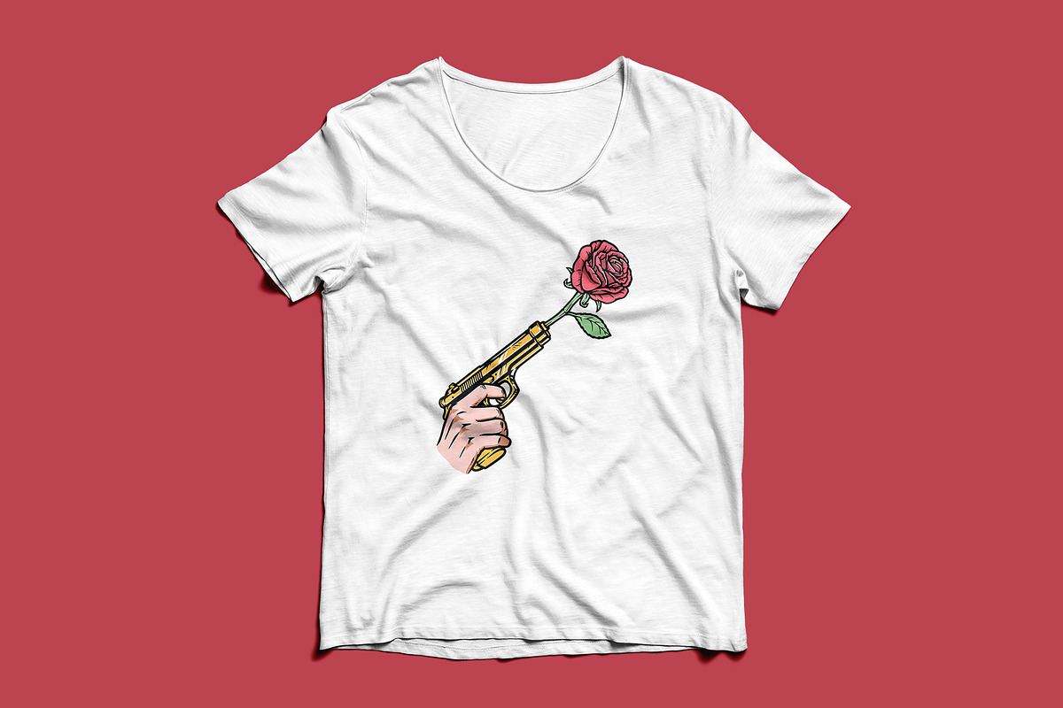 hand holding gun with rose flower, a Person Illustration by gunaonedesign (Photo 4 of 4)