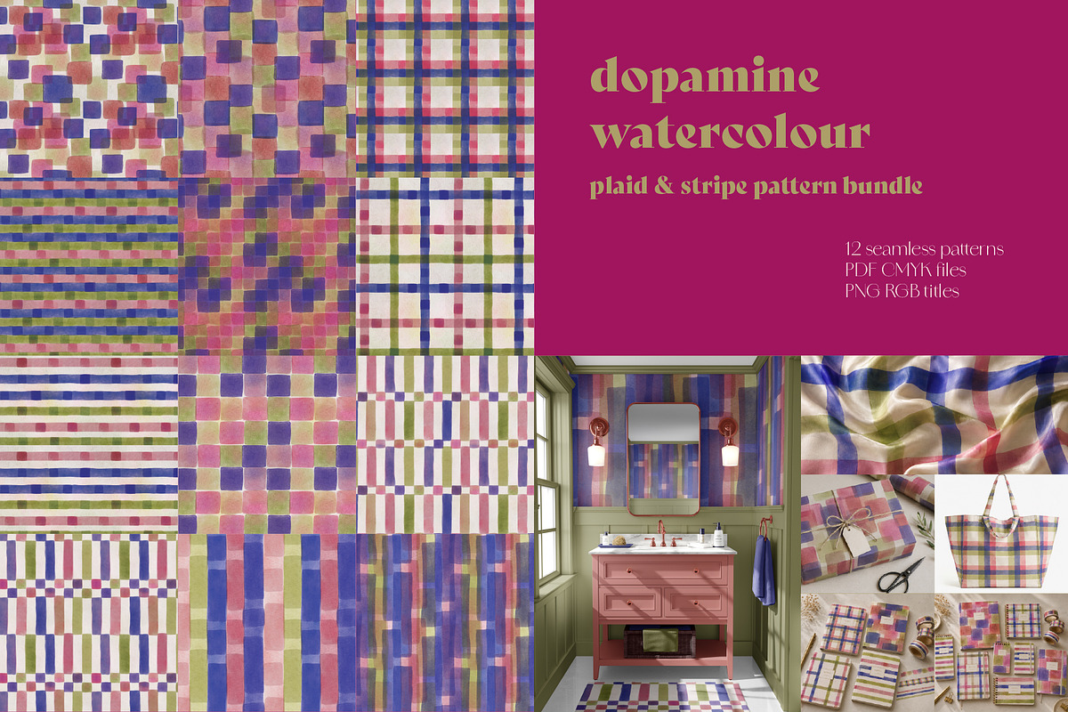 Dopamine Watercolour Collection, a Pattern Graphic by Maria Budarkiewicz (Photo 1 of 15)